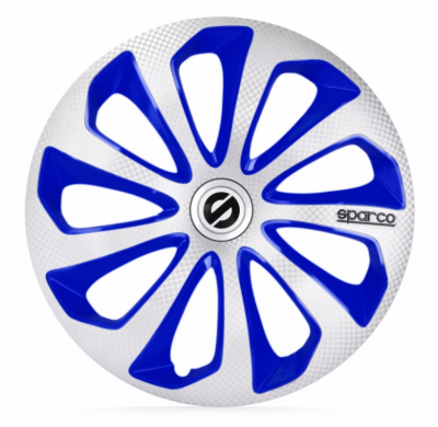 Juego De Tapacubos Sparco Wheels Sicilia 14-Pulgadas Silver/Azul/Carbono Sparco Wheels